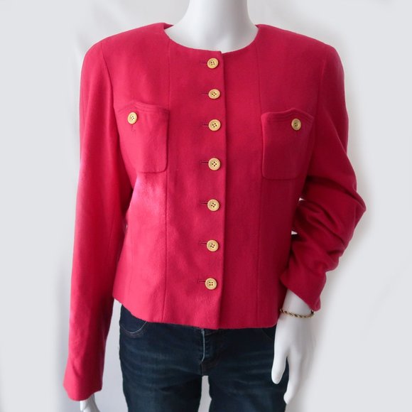 Carlisle Pink Wool Cashmere Cropped Blazer - Picture 2 of 12